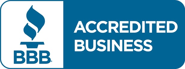 A blue background with the words " accredited business ".